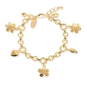 NWT Style & Co Flower, Heart & Leaf Shaky Charm Link Bracelet